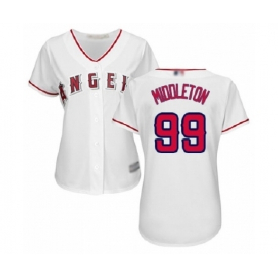 Women's Los Angeles Angels of Anaheim #99 Keynan Middleton Authentic White Home Cool Base Baseball Player Jersey Women's Los Angeles Angels of Anaheim #99 Keynan Middleton Authentic White Home Cool Base Baseball Player Jersey