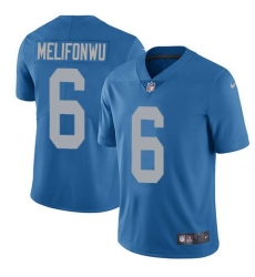 Men's Nike Detroit Lions #6 Ifeatu Melifonwu Blue Throwback Stitched NFL Vapor Untouchable Limited Jersey