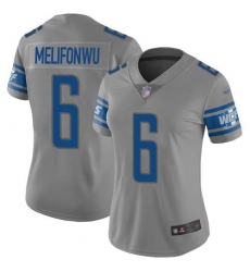 Women's Nike Detroit Lions #6 Ifeatu Melifonwu Gray Stitched NFL Limited Inverted Legend Jersey