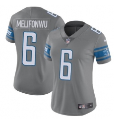 Women's Nike Detroit Lions #6 Ifeatu Melifonwu Gray Stitched NFL Limited Rush Jersey