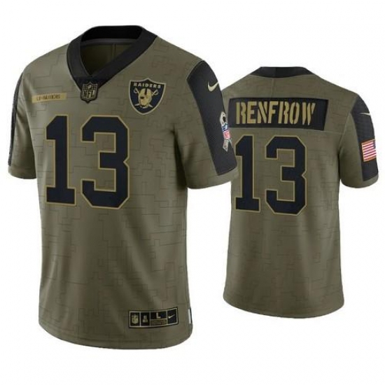 Men's Las Vegas Raiders #13 Hunter Renfrow 2022 Olive Salute To Service Limited Stitched Jersey Men's Las Vegas Raiders #13 Hunter Renfrow 2022 Olive Salute To Service Limited Stitched Jersey