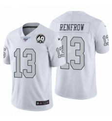 Men's Nike Las Vegas Raiders #13 Hunter Renfrow White 60th Anniversary Patch Stitched NFL 100 Limited Color Rush Jersey