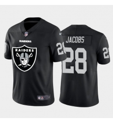 Men's Las Vegas Raiders #28 Josh Jacobs Black Nike Big Team Logo Vapor Limited NFL Jersey Men's Las Vegas Raiders #28 Josh Jacobs Black Nike Big Team Logo Vapor Limited NFL Jersey