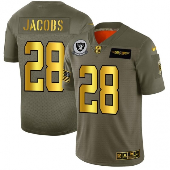 Men's Las Vegas Raiders #28 Josh Jacobs NFL Nike Olive Gold 2019 Salute To Service Limited Jersey Men's Las Vegas Raiders #28 Josh Jacobs NFL Nike Olive Gold 2019 Salute To Service Limited Jersey
