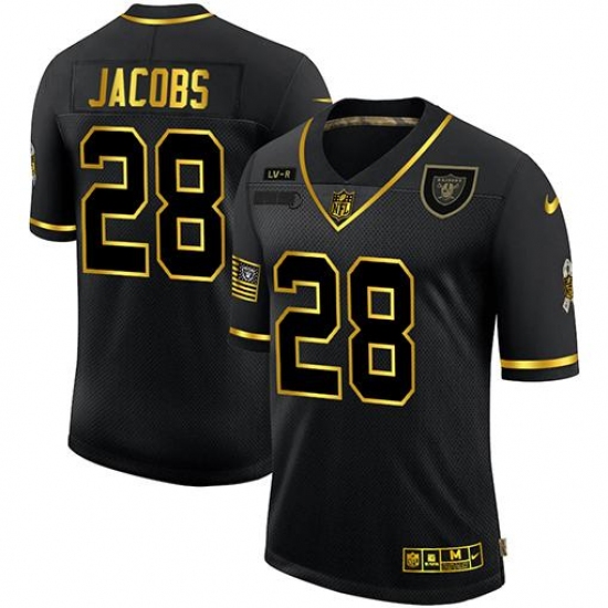 Men's Las Vegas Raiders #28 Josh Jacobs Nike 2020 Salute To Service Golden Limited NFL Jersey Black Men's Las Vegas Raiders #28 Josh Jacobs Nike 2020 Salute To Service Golden Limited NFL Jersey Black