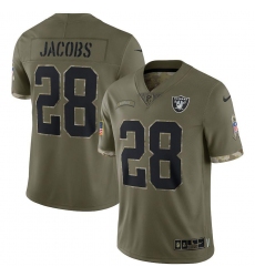 Men's Las Vegas Raiders #28 Josh Jacobs Nike 2022 Salute To Service Limited Jersey - Olive Men's Las Vegas Raiders #28 Josh Jacobs Nike 2022 Salute To Service Limited Jersey - Olive