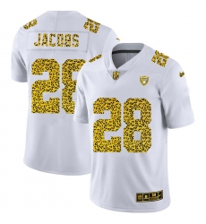 Men's Las Vegas Raiders #28 Josh Jacobs Nike Flocked Leopard Print Vapor Limited NFL Jersey White