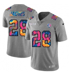 Men's Las Vegas Raiders #28 Josh Jacobs Nike Multi-Color 2020 NFL Crucial Catch NFL Jersey Greyheather