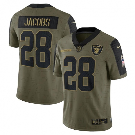 Men's Las Vegas Raiders #28 Josh Jacobs Olive Nike 2021 Salute To Service Limited Player Jersey Men's Las Vegas Raiders #28 Josh Jacobs Olive Nike 2021 Salute To Service Limited Player Jersey
