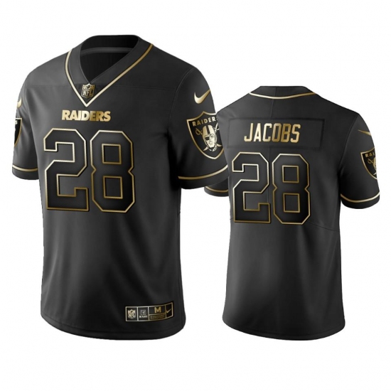 Men's Las Vegas Raiders #28 Josh Jacobs Stitched NFL Vapor Untouchable Limited Black Golden Jersey Men's Las Vegas Raiders #28 Josh Jacobs Stitched NFL Vapor Untouchable Limited Black Golden Jersey