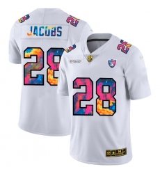 Men's Las Vegas Raiders #28 Josh Jacobs White Nike Multi-Color 2020 NFL Crucial Catch Limited NFL Jersey