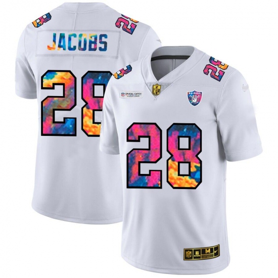 Men's Las Vegas Raiders #28 Josh Jacobs White Nike Multi-Color 2020 NFL Crucial Catch Limited NFL Jersey Men's Las Vegas Raiders #28 Josh Jacobs White Nike Multi-Color 2020 NFL Crucial Catch Limited NFL Jersey
