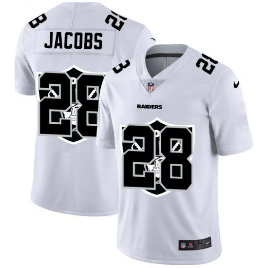 Men's Las Vegas Raiders #28 Josh Jacobs White Nike Team Logo Dual Overlap Limited NFL Jersey Men's Las Vegas Raiders #28 Josh Jacobs White Nike Team Logo Dual Overlap Limited NFL Jersey