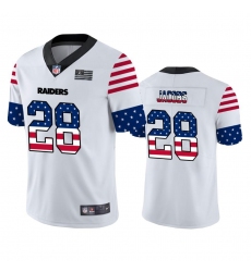 Men's Las Vegas Raiders #28 Josh Jacobs White Nike Team Logo USA Flag Vapor Untouchable Limited NFL Jersey Men's Las Vegas Raiders #28 Josh Jacobs White Nike Team Logo USA Flag Vapor Untouchable Limited NFL Jersey