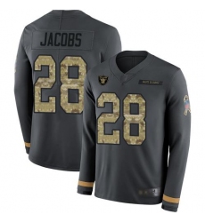 Men's Nike Las Vegas Raiders #28 Josh Jacobs Anthracite Salute To Service Stitched NFL Limited Therma Long Sleeve Jersey Men's Nike Las Vegas Raiders #28 Josh Jacobs Anthracite Salute To Service Stitched NFL Limited Therma Long Sleeve Jersey