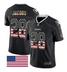 Men's Nike Las Vegas Raiders #28 Josh Jacobs Black Stitched NFL Limited Rush USA Flag Jersey Men's Nike Las Vegas Raiders #28 Josh Jacobs Black Stitched NFL Limited Rush USA Flag Jersey