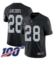 Men's Nike Las Vegas Raiders #28 Josh Jacobs Black Team Color Stitched NFL 100th Season Vapor Limited Jersey