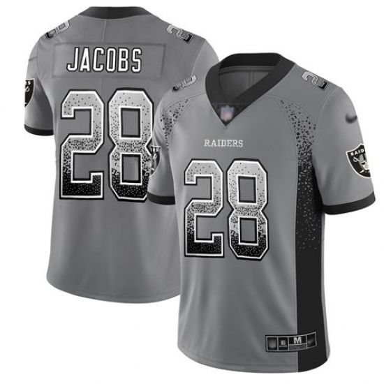 Men's Nike Las Vegas Raiders #28 Josh Jacobs Gray Stitched NFL Limited Rush Drift Fashion Jersey Men's Nike Las Vegas Raiders #28 Josh Jacobs Gray Stitched NFL Limited Rush Drift Fashion Jersey