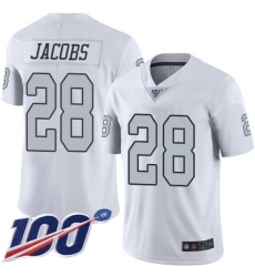Men's Nike Las Vegas Raiders #28 Josh Jacobs White Stitched NFL Limited Rush 100th Season Jersey Men's Nike Las Vegas Raiders #28 Josh Jacobs White Stitched NFL Limited Rush 100th Season Jersey