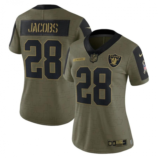 Women's Las Vegas Raiders #28 Josh Jacobs Olive Nike 2021 Salute To Service Limited Player Jersey Women's Las Vegas Raiders #28 Josh Jacobs Olive Nike 2021 Salute To Service Limited Player Jersey