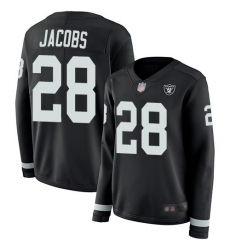 Women's Nike Las Vegas Raiders #28 Josh Jacobs Black Team Color Stitched NFL Limited Therma Long Sleeve Jersey