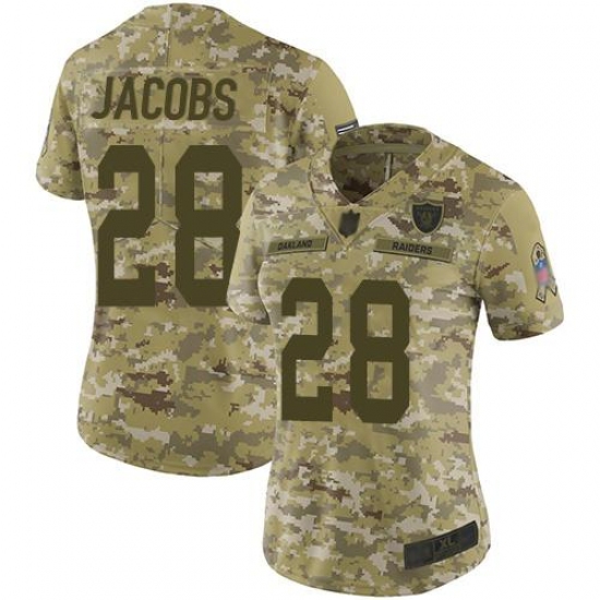 Women's Nike Las Vegas Raiders #28 Josh Jacobs Camo Stitched NFL Limited 2018 Salute To Service Jersey Women's Nike Las Vegas Raiders #28 Josh Jacobs Camo Stitched NFL Limited 2018 Salute To Service Jersey