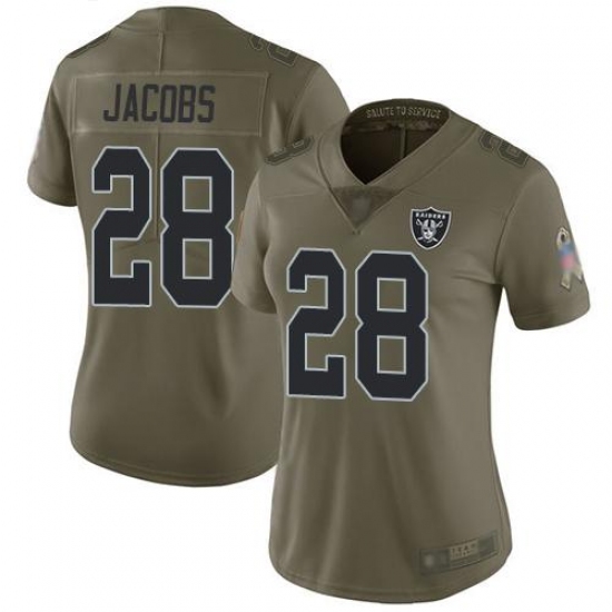 Women's Nike Las Vegas Raiders #28 Josh Jacobs Olive Stitched NFL Limited 2017 Salute To Service Jersey Women's Nike Las Vegas Raiders #28 Josh Jacobs Olive Stitched NFL Limited 2017 Salute To Service Jersey