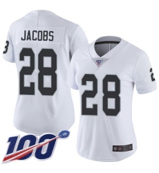 Women's Nike Las Vegas Raiders #28 Josh Jacobs White Stitched NFL 100th Season Vapor Limited Jersey Women's Nike Las Vegas Raiders #28 Josh Jacobs White Stitched NFL 100th Season Vapor Limited Jersey