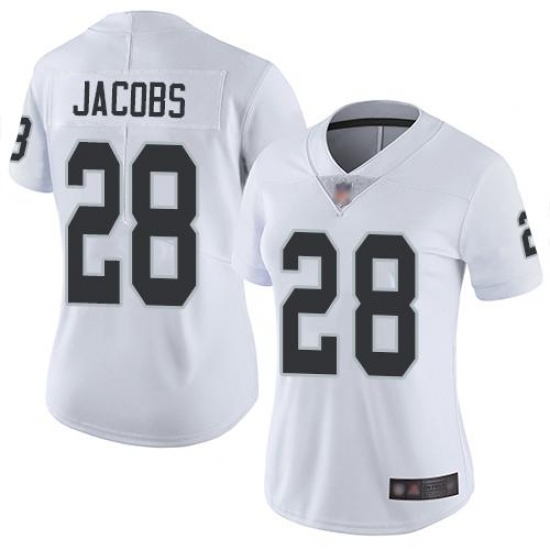 Women's Nike Las Vegas Raiders #28 Josh Jacobs White Stitched NFL Vapor Untouchable Limited Jersey Women's Nike Las Vegas Raiders #28 Josh Jacobs White Stitched NFL Vapor Untouchable Limited Jersey