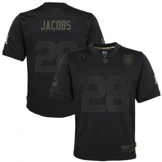 Youth Las Vegas Raiders #28 Josh Jacobs Nike 2020 Salute To Service Game Jersey Black Youth Las Vegas Raiders #28 Josh Jacobs Nike 2020 Salute To Service Game Jersey Black