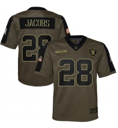 Youth Las Vegas Raiders #28 Josh Jacobs Olive Nike 2021 Salute To Service Game Jersey Youth Las Vegas Raiders #28 Josh Jacobs Olive Nike 2021 Salute To Service Game Jersey