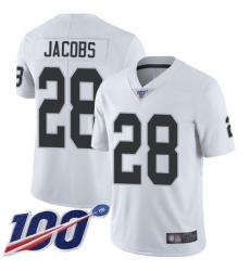 Youth Nike Las Vegas Raiders #28 Josh Jacobs White Stitched NFL 100th Season Vapor Limited Jersey