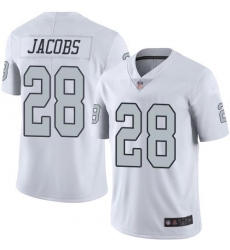 Youth Nike Las Vegas Raiders #28 Josh Jacobs White Stitched NFL Limited Rush Jersey