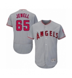 Men's Los Angeles Angels of Anaheim #65 Jake Jewell Grey Road Flex Base Authentic Collection Baseball Player Jersey