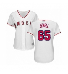Women's Los Angeles Angels of Anaheim #65 Jake Jewell Authentic White Home Cool Base Baseball Player Jersey