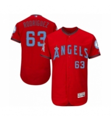 Men's Los Angeles Angels of Anaheim #63 Jose Rodriguez Authentic Red 2016 Father's Day Fashion Flex Base Baseball Player Jersey