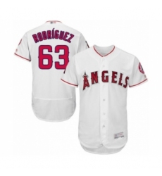 Men's Los Angeles Angels of Anaheim #63 Jose Rodriguez White Home Flex Base Authentic Collection Baseball Player Jersey