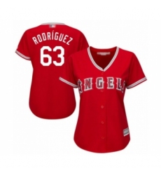 Women's Los Angeles Angels of Anaheim #63 Jose Rodriguez Authentic Red Alternate Cool Base Baseball Player Jersey
