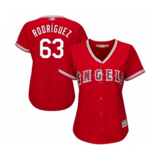 Women's Los Angeles Angels of Anaheim #63 Jose Rodriguez Authentic Red Alternate Cool Base Baseball Player Jersey Women's Los Angeles Angels of Anaheim #63 Jose Rodriguez Authentic Red Alternate Cool Base Baseball Player Jersey