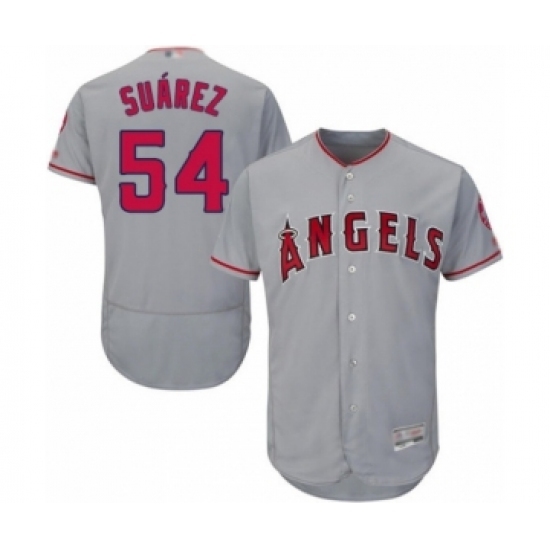 Men's Los Angeles Angels of Anaheim #54 Jose Suarez Grey Road Flex Base Authentic Collection Baseball Player Jersey Men's Los Angeles Angels of Anaheim #54 Jose Suarez Grey Road Flex Base Authentic Collection Baseball Player Jersey