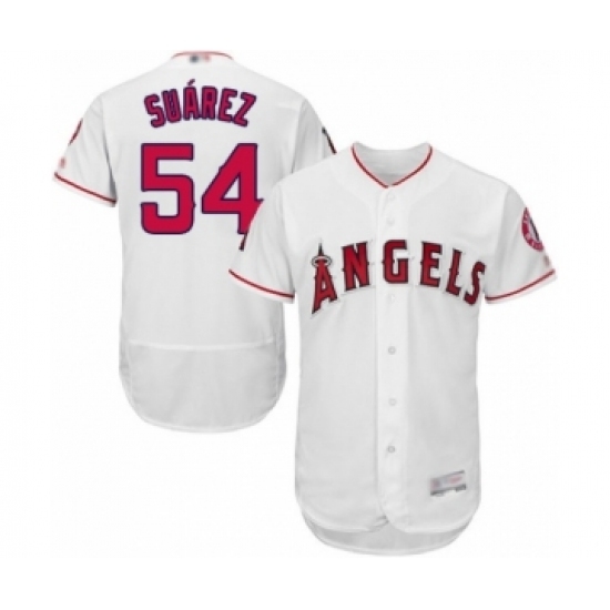Men's Los Angeles Angels of Anaheim #54 Jose Suarez White Home Flex Base Authentic Collection Baseball Player Jersey Men's Los Angeles Angels of Anaheim #54 Jose Suarez White Home Flex Base Authentic Collection Baseball Player Jersey