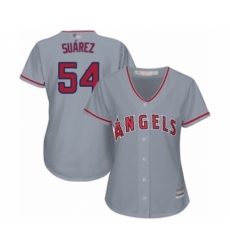 Women's Los Angeles Angels of Anaheim #54 Jose Suarez Authentic Grey Road Cool Base Baseball Player Jersey