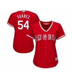 Women's Los Angeles Angels of Anaheim #54 Jose Suarez Authentic Red Alternate Cool Base Baseball Player Jersey