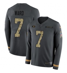 Unisex Nike San Francisco 49ers #7 Charvarius Ward Anthracite Salute To Service Stitched NFL Limited Therma Long Sleeve Jersey