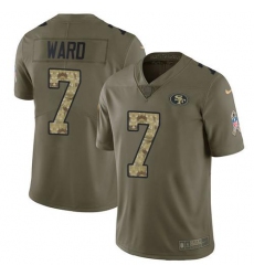 Unisex Nike San Francisco 49ers #7 Charvarius Ward OliveCamo Stitched NFL Limited 2017 Salute To Service Jersey