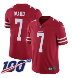 Unisex Nike San Francisco 49ers #7 Charvarius Ward Red Team Color Stitched NFL 100th Season Vapor Limited Jersey