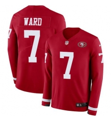 Unisex Nike San Francisco 49ers #7 Charvarius Ward Red Team Color Stitched NFL Limited Therma Long Sleeve Jersey