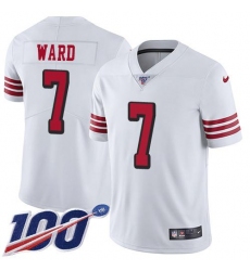 Unisex Nike San Francisco 49ers #7 Charvarius Ward White Rush Stitched NFL Limited 100th Season Jersey