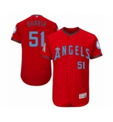 Men's Los Angeles Angels of Anaheim #51 Jaime Barria Authentic Red 2016 Father's Day Fashion Flex Base Baseball Player Jersey