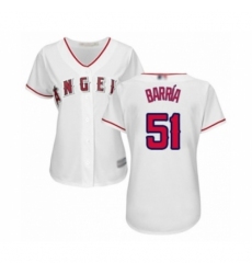 Women's Los Angeles Angels of Anaheim #51 Jaime Barria Authentic White Home Cool Base Baseball Player Jersey